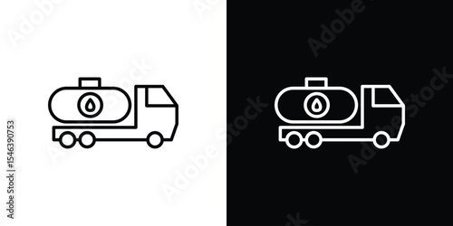 Fuel truck icon in black. flat graphic vector icon