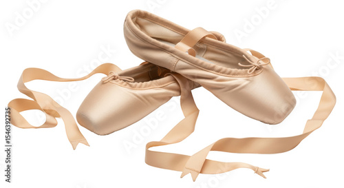Isolated Pink Ballet Shoes with Ribbons