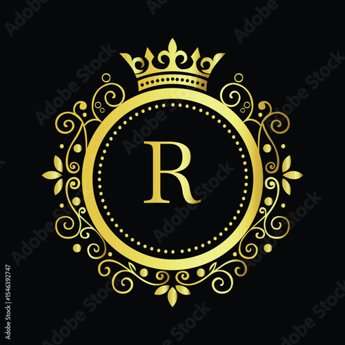 Golden Om symbol on a vibrant yellow background, available as a vector LOGO R
