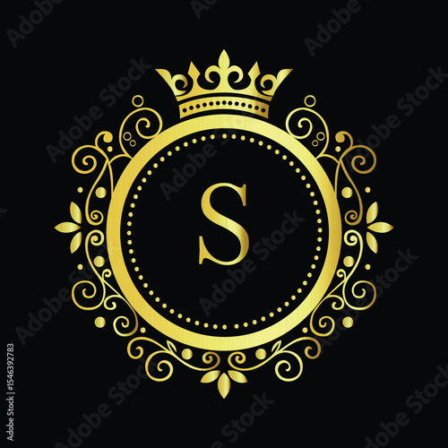 Golden Om symbol on a vibrant yellow background, available as a vector LOGO S
