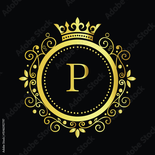 Golden Om symbol on a vibrant yellow background, available as a vector LOGO P
