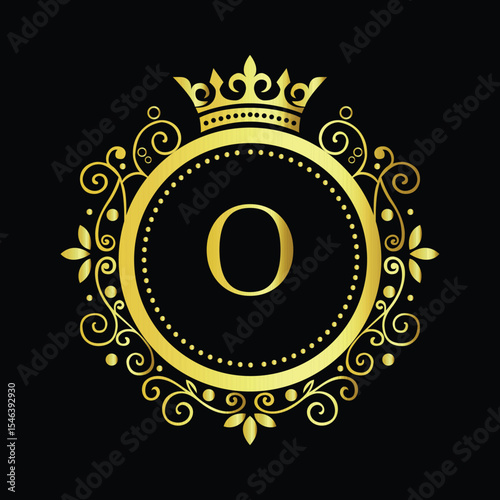 Golden Om symbol on a vibrant yellow background, available as a vector LOGO O
