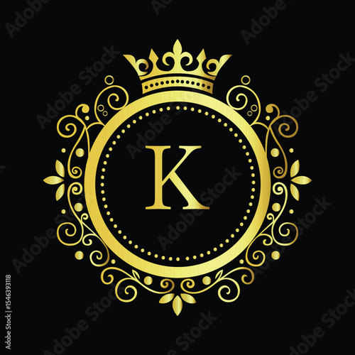 Golden Om symbol on a vibrant yellow background, available as a vector LOGO K
