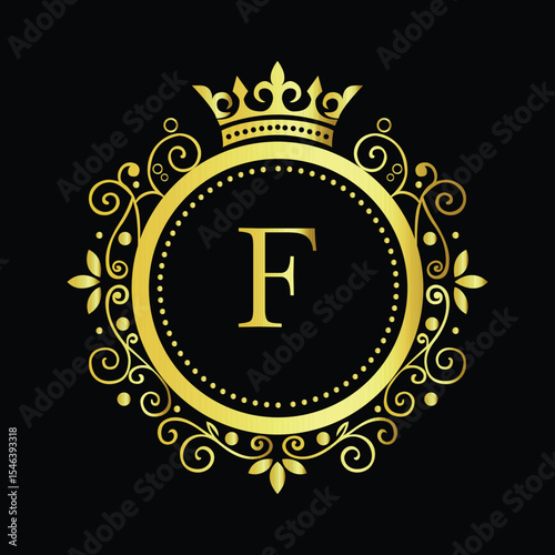 Golden Om symbol on a vibrant yellow background, available as a vector LOGO F
