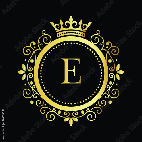 Golden Om symbol on a vibrant yellow background, available as a vector LOGO E
