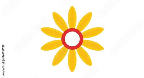 Isolated Yellow Flower With Red Circle