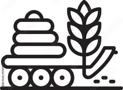 Harvesting Wheat Agricultural Vehicle with Bales