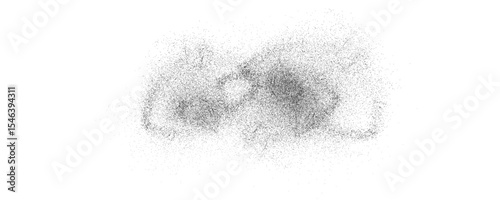 Black paint dust and splashes, coal dust effect, black ground pepper. Design element with grainy texture, abstract background with grainy noise pattern, vector, png. Ash, cinders.