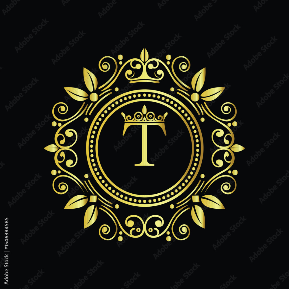 Golden star compass design on an abstract background vector illustration LOGO T