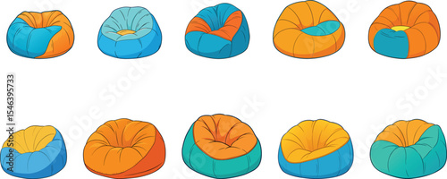 Bean Bag Chair set Vector illustration