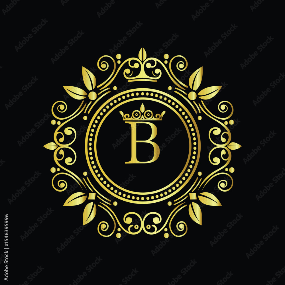 Fototapeta premium Golden star compass design on an abstract background vector illustration LOGO B