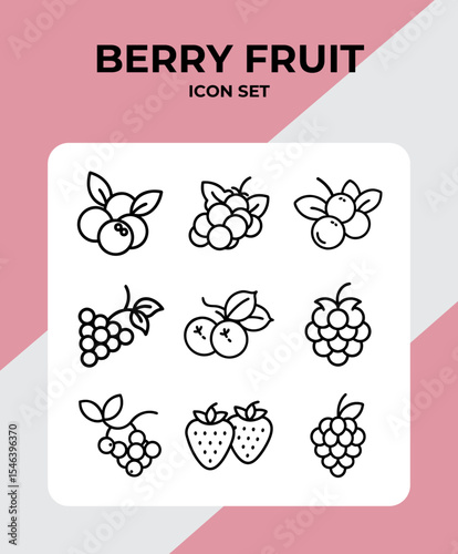 Berry Fruit Icon Set, Healthy Food Line Icons