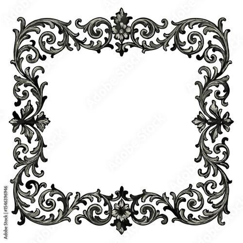 Victorian Ornamental Frame in Monochrome Line Art