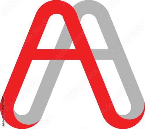 Abstract red and gray interlocking letter a logo design