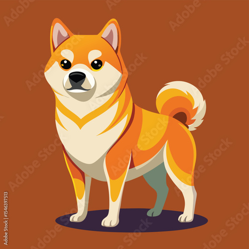 Adorable Akita Inu Dog Breed Illustration Vector Graphic