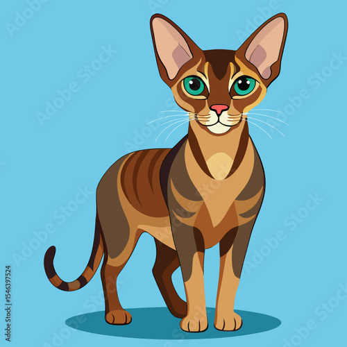 Elegant Abyssinian Cat Illustration A Stunning Vector Graphic