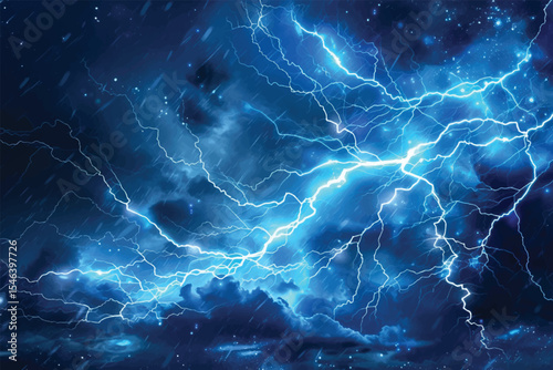 Summer storm bringing thunder, lightnings and rain.