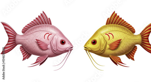 Isolated Goldfish Couple Illustration