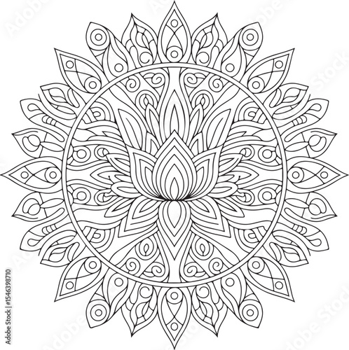 Intricate Mandala Design Featuring a Lotus Flower