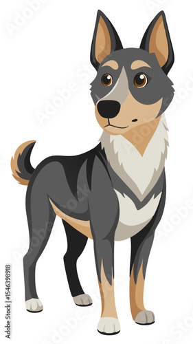 Cartoon dog illustration: cute dog breed drawing, domestic animal, pet vector graphic, doggy artwork