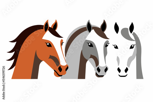 Three Horses Graphic Illustration- Horse Breed Art- Equestrian Design- Horse Lover Gift- Digital Horse Painting- Colorful Horse Image