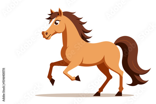 Cartoon Horse Vector Illustration-Cute Animal Graphic Design-Playful Horse Image for Kids-Perfect for Educational Material and Creative Projects