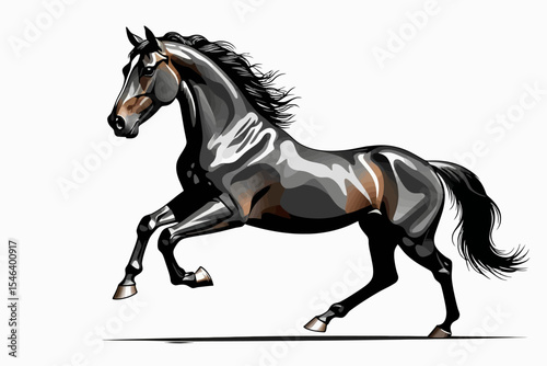 Majestic Black Horse Illustration- Powerful Equine Art- Graceful Animal Portrait- Horse Lover's Dream- Unique Vector Design- Striking Black Stallion Image