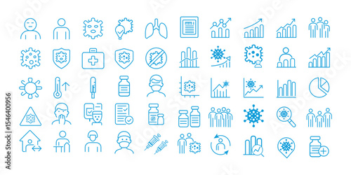 Covid-19 Virus Medical Healthcare Line Icons Set - Editable Stroke Vector 3