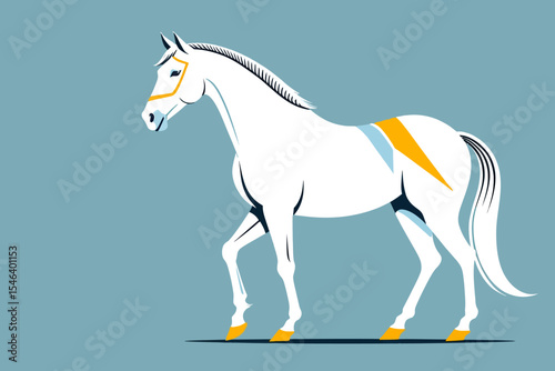 Elegant White Horse Illustration-Minimalist Design-Horse Art Print-Modern Horse Decor-Artwork for Horse Lovers-Equine Illustration-Unique Horse Gift Idea