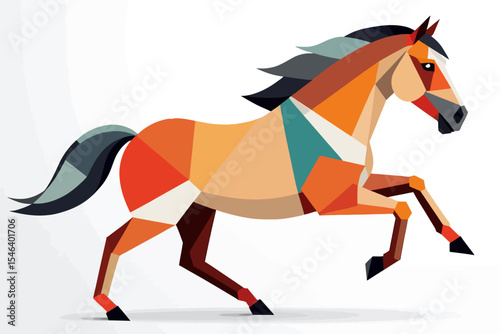 Geometric Horse Illustration-Abstract Horse Art-Colorful Polygon Animal Design-Modern Horse Vector Graphic-Unique Horse Image for Creative Projects