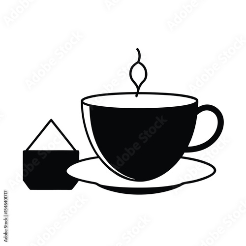 black tea cup and teabag vector graphic 