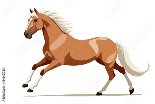 Majestic Brown Horse Running-Equine Illustration-Beautiful Animal Artwork-Horse with Flowing Mane and Tail-Digital Art of a Horse in Motion