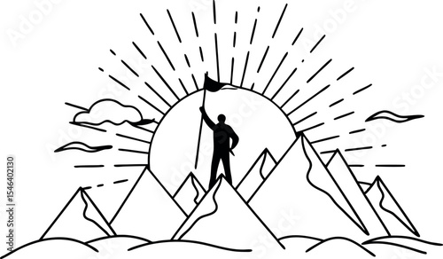 Mountain Climber Silhouette Design