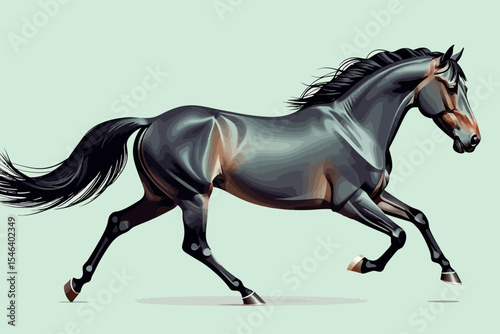 Majestic Horse in Full Gallop-Stunning Equine Art-Powerful Animal Illustration-Black Horse Running Free-Graceful Horse Image-Beautiful Horse Artwork