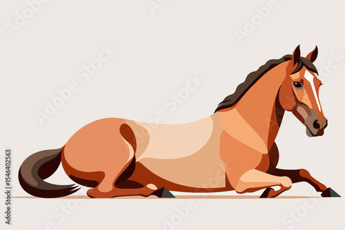Resting Chestnut Horse Illustration-Majestic Equine Art-Animal Vector Design-Horse Lover Graphics-Digital Artwork-Modern Horse Image