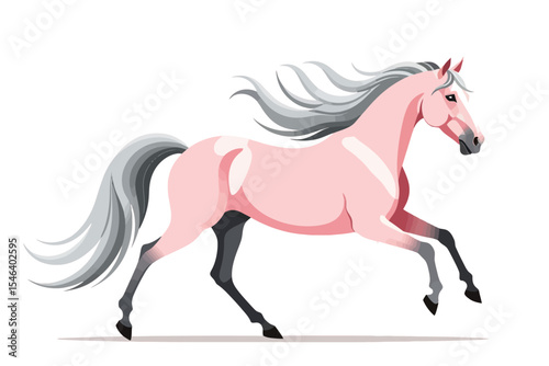Pink Horse Illustration- Elegant Equine Art- Running Horse with Flowing Mane- Vector Horse Design- Horse Lovers Gift- Stylish Horse Artwork