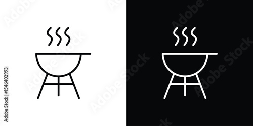 Grill icon in black. flat graphic vector icon