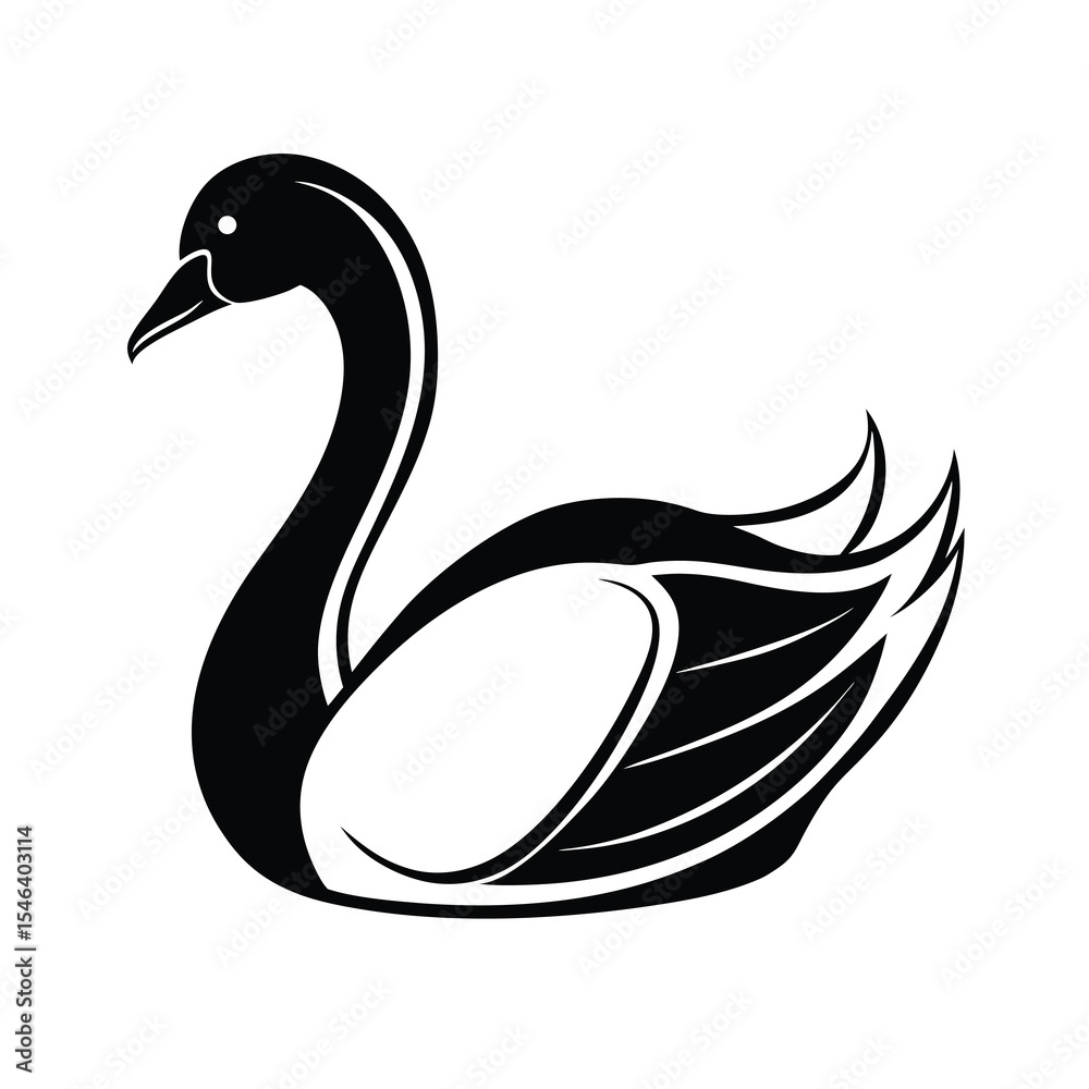 Obraz premium elegant black swan vector illustration silhouette
