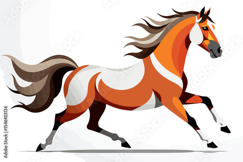 Majestic Abstract Horse Illustration-Artwork of a Running Horse in Orange and White-Bold and Striking Horse Graphic for Art and Animal Enthusiasts-Unique Horse Design