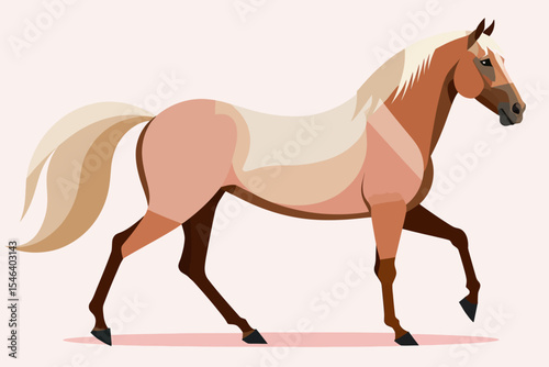 Elegant Chestnut Horse Illustration-Stylized Equine Art for Design Projects-Unique Horse Graphic with Flowing Mane and Tail-Perfect for Animal Lovers