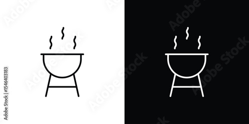 Grill icon in black. flat graphic vector icon