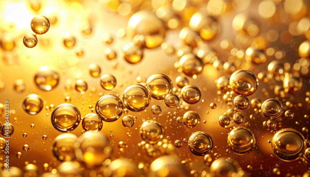 Golden Bubbles With Sunlight Illumination