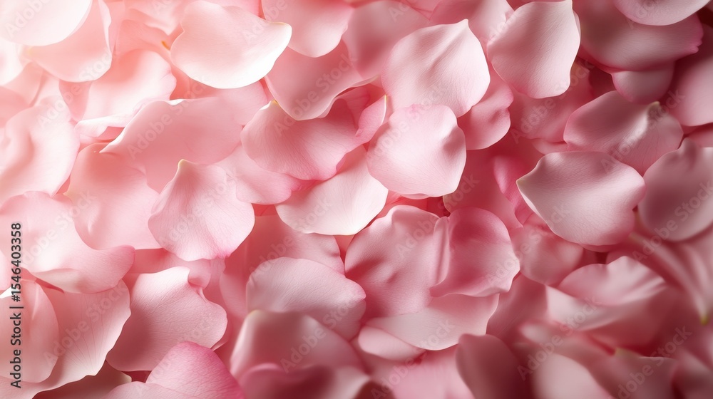 Fototapeta premium A close-up view of delicate soft pink rose petals scattered beautifully, evoking feelings of romance, tenderness, and elegance, perfect for floral-themed décor and celebrations.