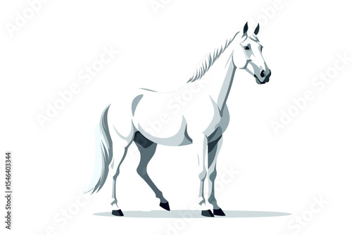Elegant White Horse Vector Illustration- Majestic Stallion Design- Animal Art for Posters and Prints- Equestrian Theme Graphics- Graceful Equine Image