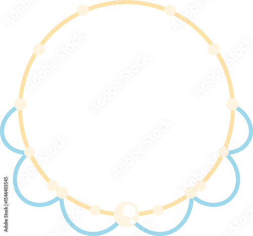 Circle cartoon line with pearl necklace
