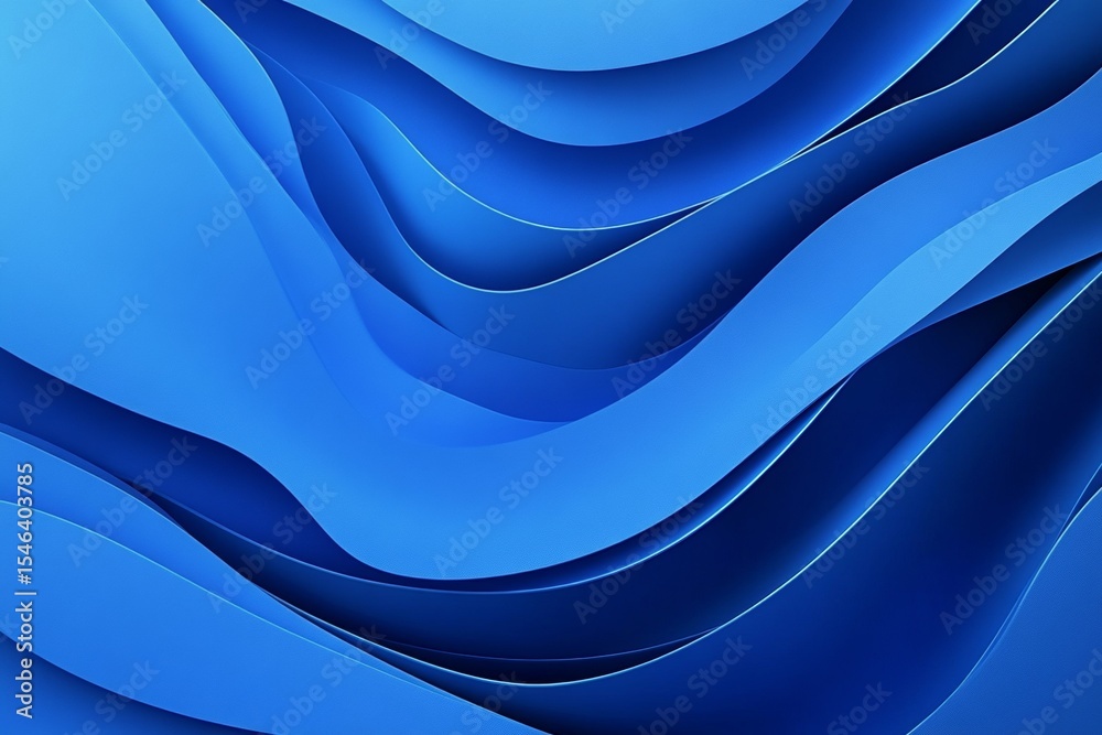 Fototapeta premium Three-dimensional waves in various blue shades create a calming and modern aesthetic. This unique design features smooth lines and depth, perfect for personal or professional use
