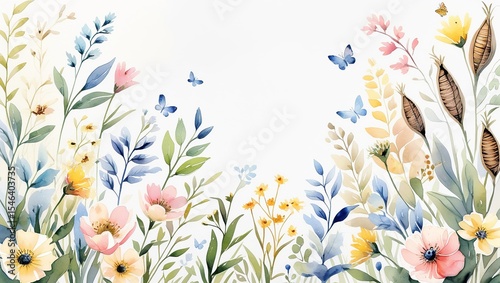Ethereal Botanical Garden Wallpaper - Pastel Blooms and Foliage