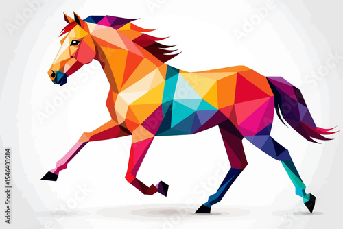 Colorful Polygonal Horse Art-Abstract Geometric Horse Illustration-Modern Horse Design in Vibrant Colors-Unique Equine Artwork for Home Decor
