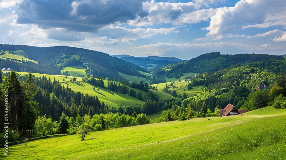 Naklejka premium Scenery of the Black Forest in Germany: Enchanting Landscapes, Historic Villages, and Natural Wonders in Southern Germany