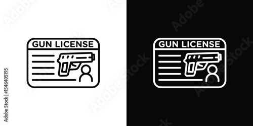 Gun license icon in black. flat graphic vector icon
